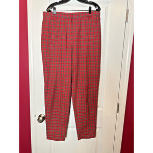 Vintage 90s Susan Bristol Sz 16 Red Plaid Cotton Classic Preppy Tartan Pants